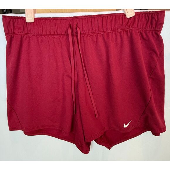 Nike Pants - Nike Womens Large Burgundy‎ Red Dri FIT Training Shorts Running Compression L